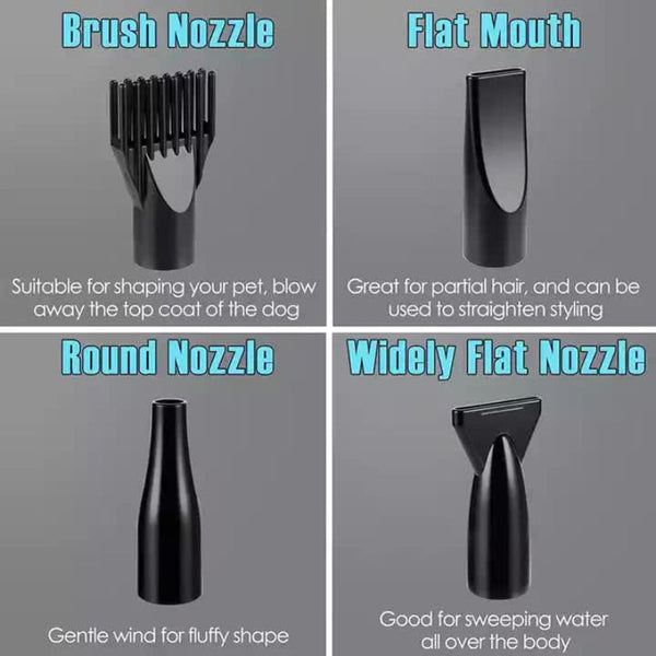 Elosung Pet Hair Dryer With Multiple Nozzles Powerful And Quiet For Dogs Cats (Blue) Dog Grooming