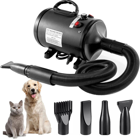 Elosung Pet Hair Dryer With Multiple Nozzles Powerful And Quiet For Dogs Cats (Black) Dog Grooming