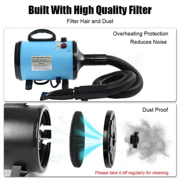 Elosung Pet Hair Dryer With Multiple Nozzles Powerful And Quiet For Dogs Cats (Black) Dog Grooming