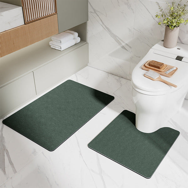 Elosung Green Bathroom Floor Mat Set U Shaped Toilet 50*50Cm & Rectangular 40X60cm For Bath Mats Rugs & Toilet Covers