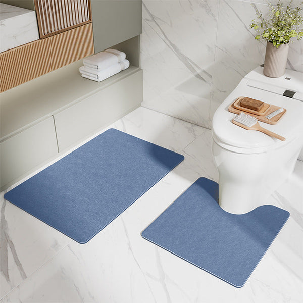 Elosung Blue Bathroom Floor Mat Set U Shaped Toilet 50*50Cm & Rectangular 40X60cm For Bath Mats Rugs & Toilet Covers