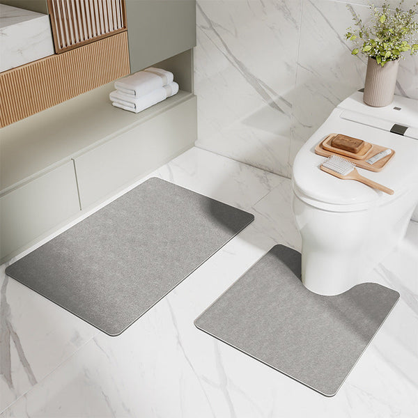 Elosung Gray Bathroom Floor Mat Set U Shaped Toilet 50*50Cm & Rectangular 60X90cm For Bath Mats Rugs & Toilet Covers