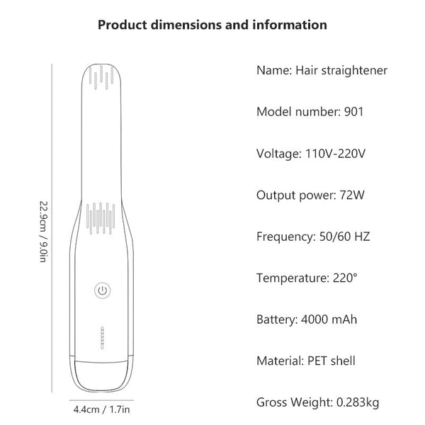 Elosung Black Wireless Usb Rechargeable 2 In 1 Curling Iron And Flat Portable Hair Straightener Curler Straightening & Curling Irons