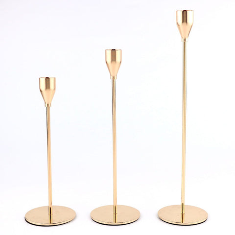 Elosung Minimalist Gold Metal Candle Holder Set 3 Piece Romantic Cup For Living Room Decor Elegant Dinner Table Accent Candle Holders & Accessories