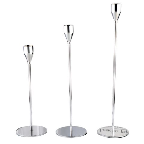 Elosung Minimalist Silver Metal Candle Holder Set 3 Piece Romantic Cup For Living Room Decor Elegant Dinner Table Accent Candle Holders & Accessories