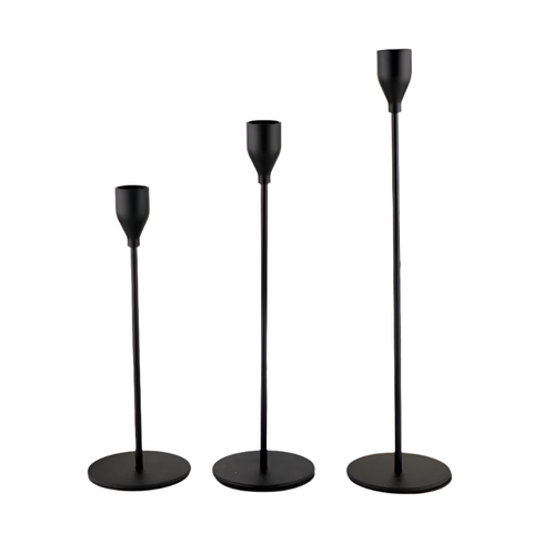 Elosung Minimalist Black Metal Candle Holder Set 3 Piece Romantic Cup For Living Room Decor Elegant Dinner Table Accent Candle Holders & Accessories
