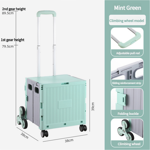 Elosung Nordic Green Climbing Wheel Folding Cart Compact And Durable For Outdoor Camping Picnics Wheelbarrows Carts Wagons