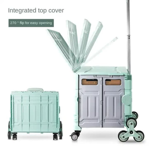 Elosung Nordic Green Climbing Wheel Folding Cart Compact And Durable For Outdoor Camping Picnics Wheelbarrows Carts Wagons