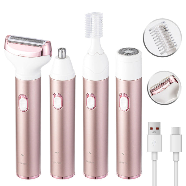 Elosung 4 In 1 Women's Electric Hair Removal Trimmer Multifunctional Grooming Kit For Underarms Bikini Nose Eyebrows Women's Razors