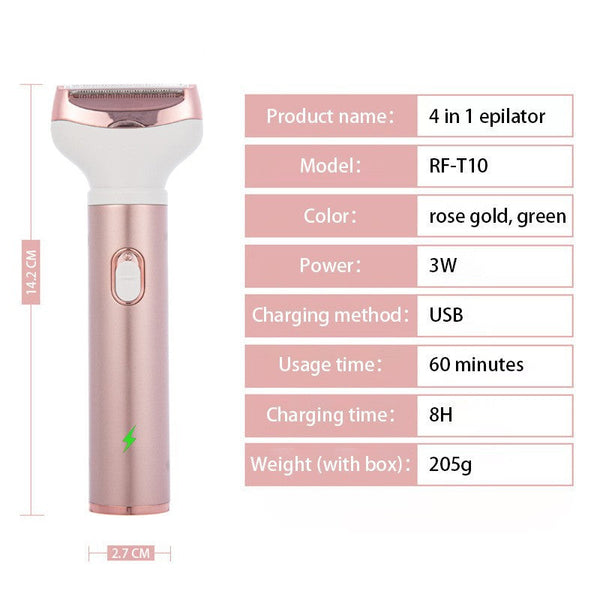 4 In 1 Women's Electric Hair Removal Trimmer Multifunctional Grooming Kit For Underarms Bikini Nose Eyebrows Women's Razors