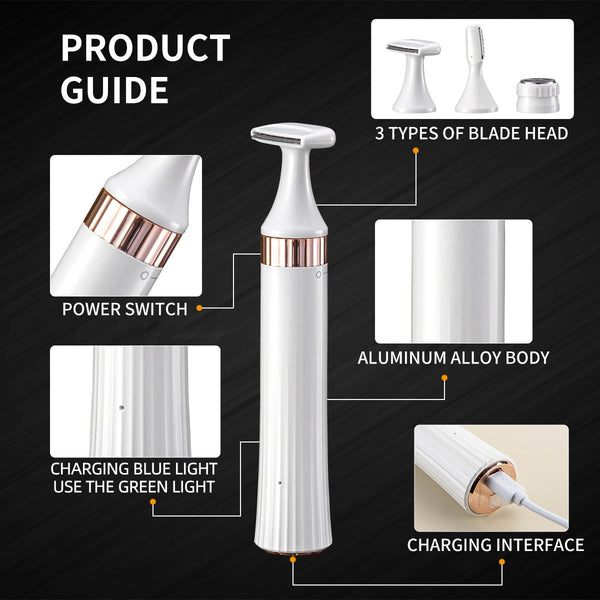 Elosung 3 In 1 Electric Hair Removal Trimmer Rechargeable Grooming Kit Women's Razors