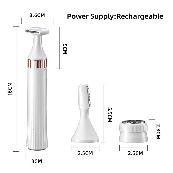 Elosung 3 In 1 Electric Hair Removal Trimmer Rechargeable Grooming Kit Women's Razors