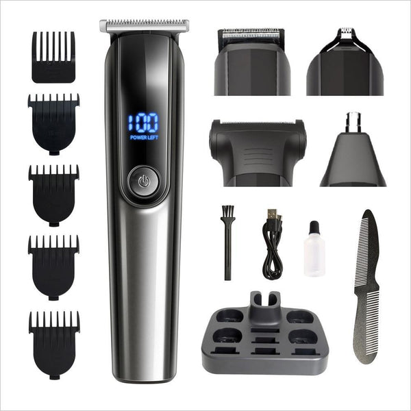 Elosung Gray Multifunctional Rechargeable Hair Clipper Set Waterproof Electric Trimmer Clippers & Trimmers