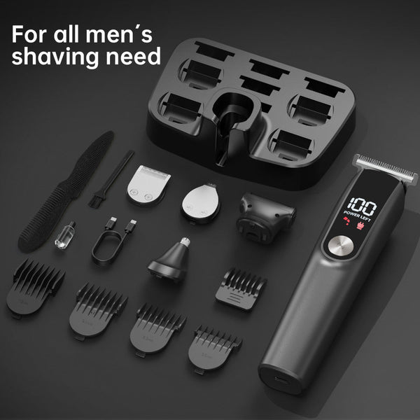 Elosung Gray Multifunctional Rechargeable Hair Clipper Set Waterproof Electric Trimmer Clippers & Trimmers