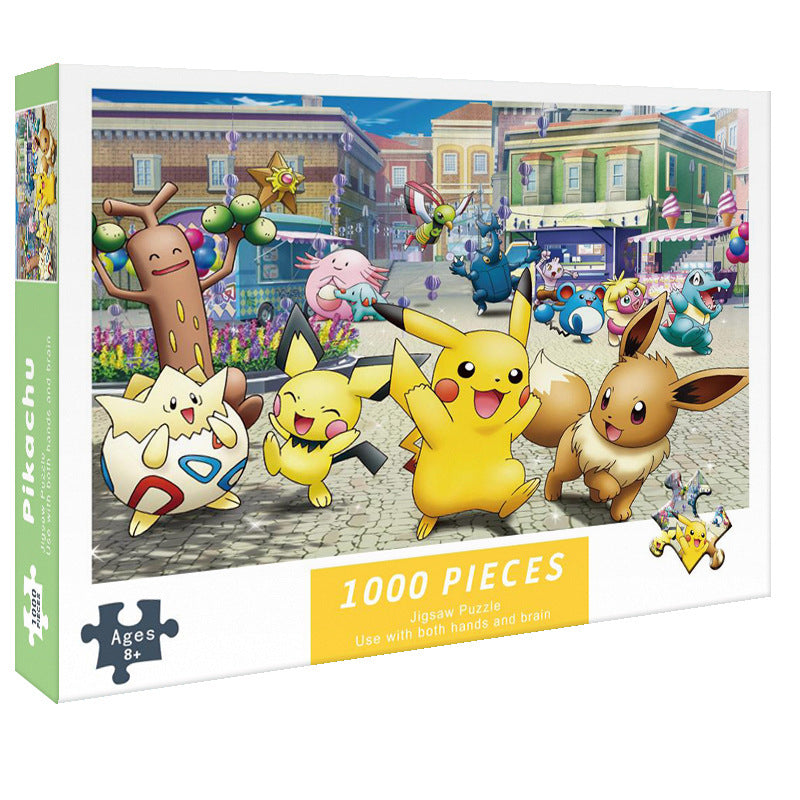 Elosung (2 Pcs) 1000 Piece Pikachu Jigsaw Puzzle High Difficulty Stress Relief Toy Puzzles
