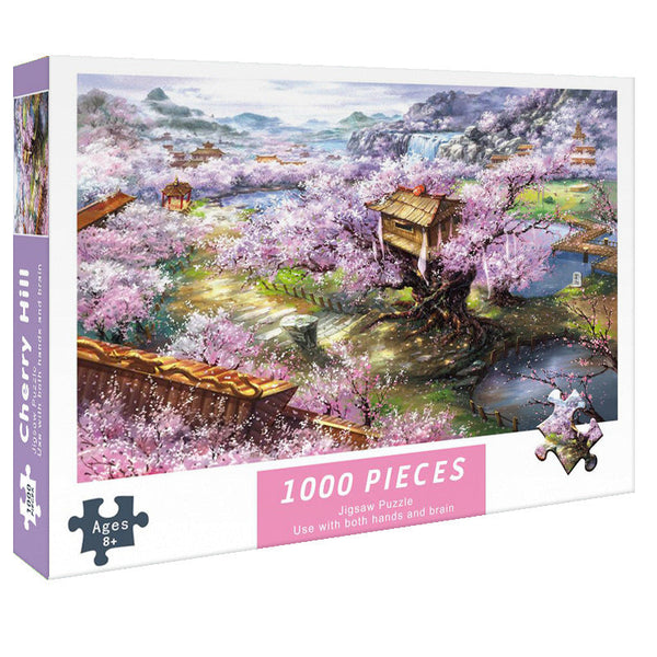 (2 Pcs) 1000 Piece Cherry Blossoms Jigsaw Puzzle High Difficulty Stress Relief Toy Puzzles