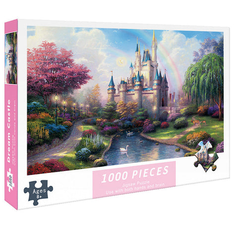 Elosung (2 Pcs) 1000 Piece Dream Castle Jigsaw Puzzle High Difficulty Stress Relief Toy Puzzles