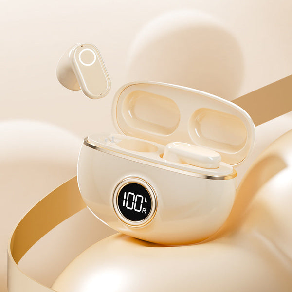 Elosung Beige M84 Short Handle Plated In Ear Bluetooth Earphones Noise Cancelling Wireless Retro Minimalist Design Headphones