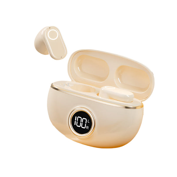 Elosung Beige M84 Short Handle Plated In Ear Bluetooth Earphones Noise Cancelling Wireless Retro Minimalist Design Headphones