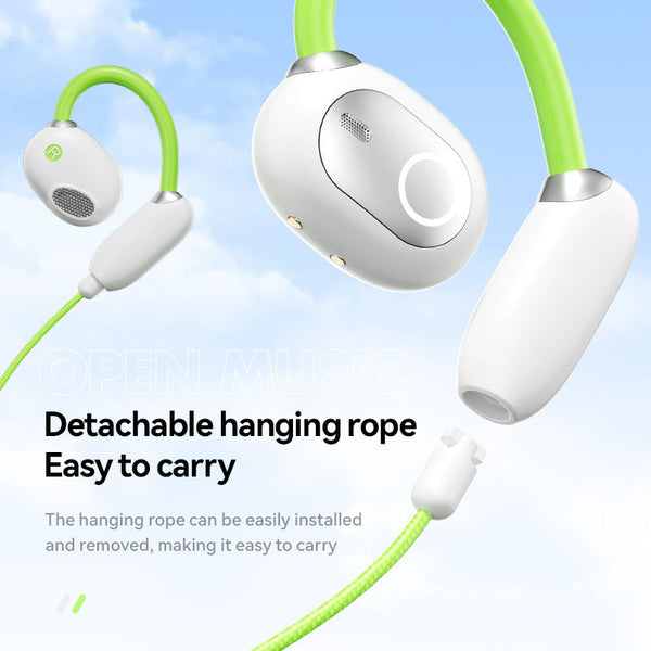 Elosung Green M80 Transparent Ows Over Ear Bluetooth Earphones Wireless Clear Sound Stylish Design Earbuds