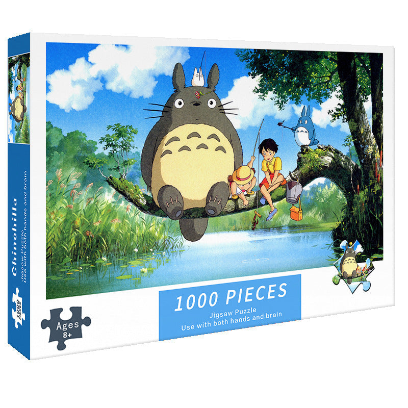 Elosung (2 Pcs) 1000 Piece My Neighbor Totoro Jigsaw Puzzle High Difficulty Stress Relief Toy Puzzles