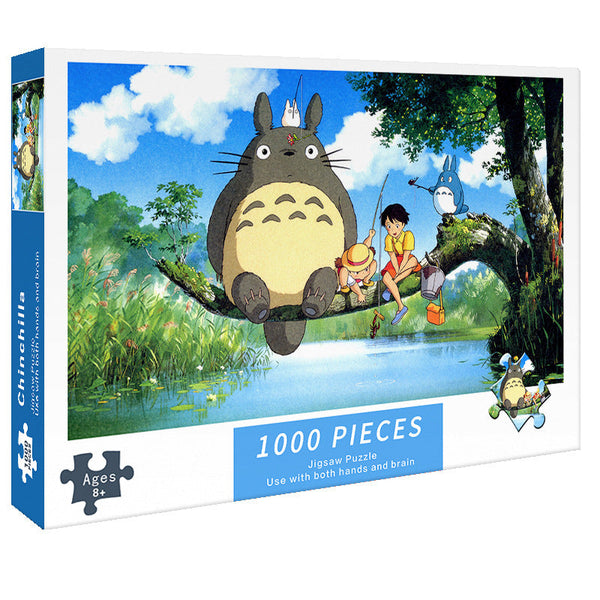 Elosung (2 Pcs) 1000 Piece My Neighbor Totoro Jigsaw Puzzle High Difficulty Stress Relief Toy Puzzles