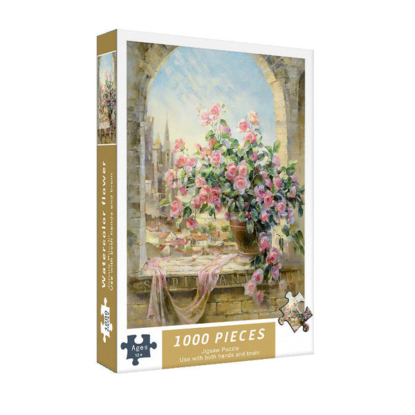(2 Pcs) 1000 Piece Flower Jigsaw Puzzle High Difficulty Stress Relief Toy Puzzles