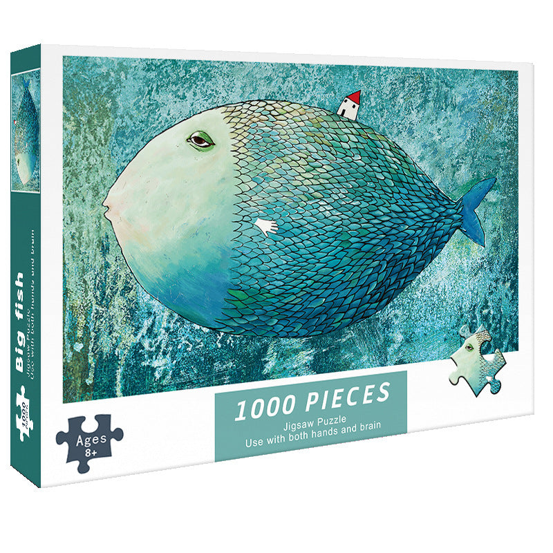 Elosung (2 Pcs) 1000 Piece Big Fish Jigsaw Puzzle High Difficulty Stress Relief Toy Puzzles