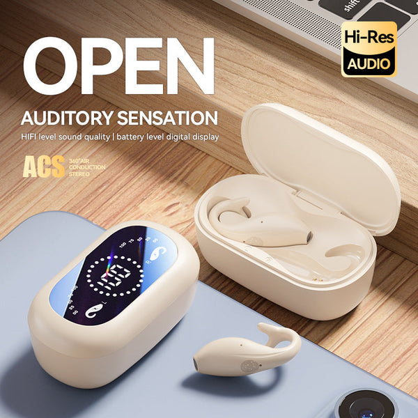 Elosung White Dolphin M66 Clip On Bluetooth Earphones Wireless 8+ Hours Battery 15M Transmission Range Durable Pc+Abs Material Earbuds