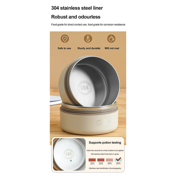 Elosung Beige 304 Stainless Steel Microwave Safe Lunch Box Set (2 Pack) With Insulated Bag Removable Liner 400+600Ml Lunchboxes