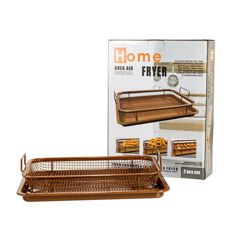 Elosung Bbq Square Non Stick Stainless Steel Grill Basket Copper Color Small Size (30*22*5.5 Cm) Ideal For Grilling Meat And Vegetables Barbecue Tools