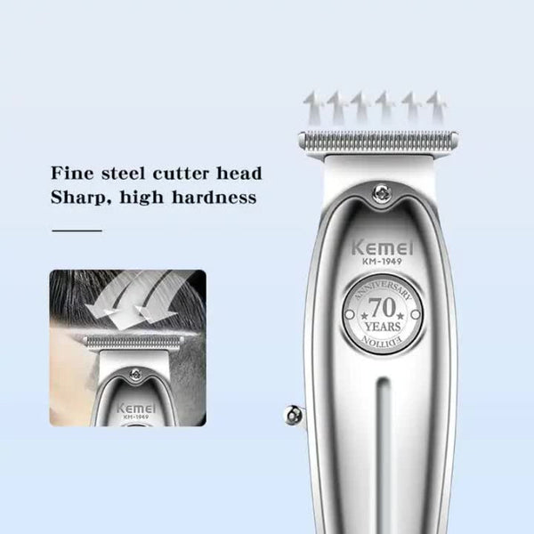 Elosung Silver Km 1949 Professional Hair Clipper Electric Trimmer For Styling & Carving With Precision Blades Clippers & Trimmers