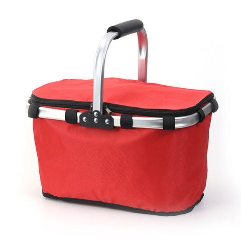 Elosung Red Picnic Basket Foldable Insulated Outdoor Shopping Meal Delivery & Takeout Carrier Picnic Baskets & Backpacks