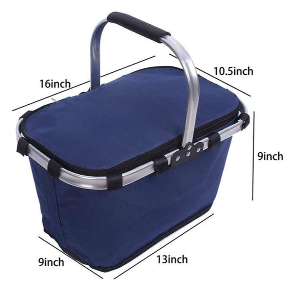 Elosung Red Picnic Basket Foldable Insulated Outdoor Shopping Meal Delivery & Takeout Carrier Picnic Baskets & Backpacks