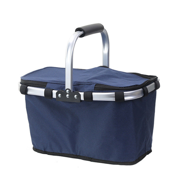 Elosung Dark Blue Portable Picnic Basket Foldable Insulated Outdoor Shopping Meal Delivery & Takeout Carrier Picnic Baskets & Backpacks