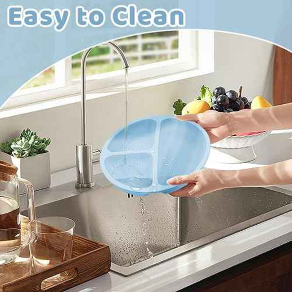 Elosung Blue 8 Piece Silicone Children's Tableware Set Bpa Free Little One Feeding Utensils With Fork Spoon Cup Bowl And Bibs Baby Utensils