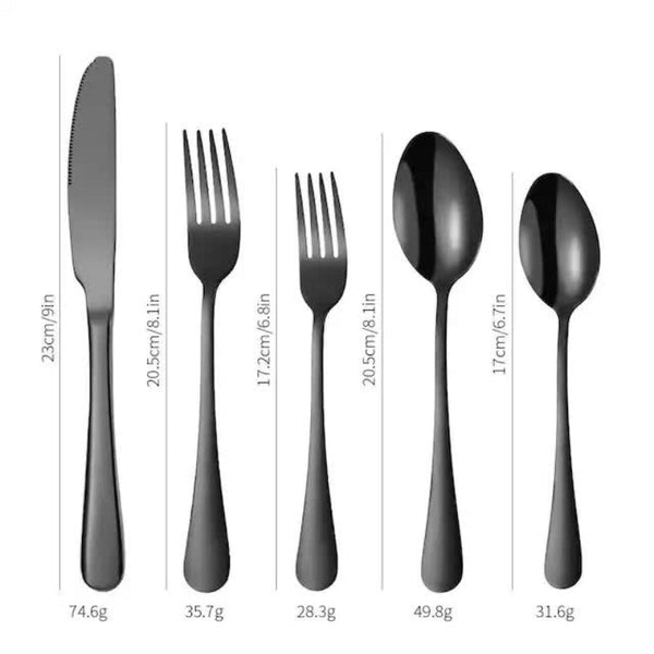 Elosung Gold 410 Stainless Steel Cutlery Set Western Steak Knife Fork Spoon 6 Or 30 Piece Dinnerware Cutlery Sets