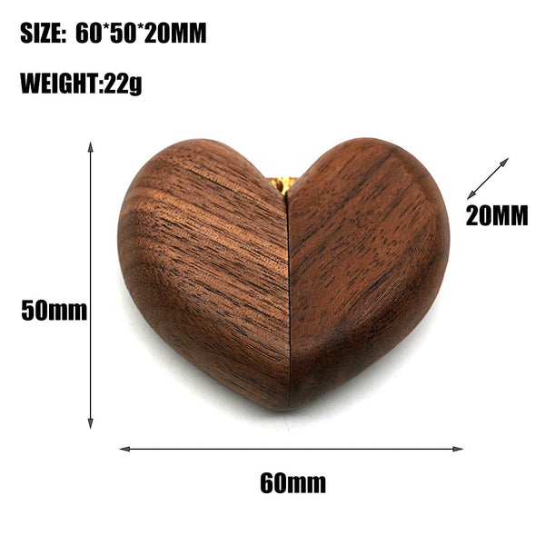 Veile Studios Black Walnut Wood Heart Shaped Ring Box Elegant Engagement & Wedding Holder Jewelry Collector's Jewellery Boxes