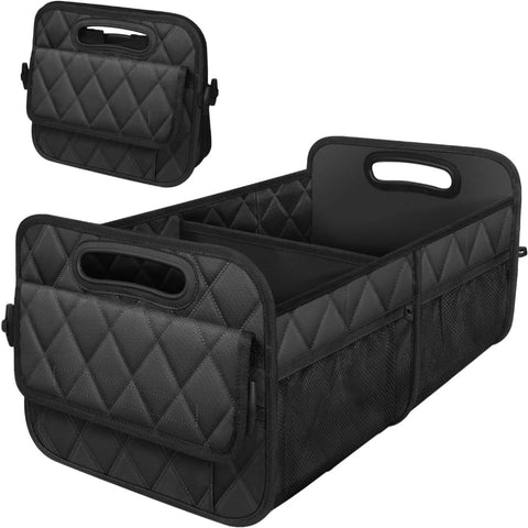 Elosung Black Foldable Car Trunk Storage Box With Multiple Compartments Large Capacity Collapsible Organizer Car Organisers