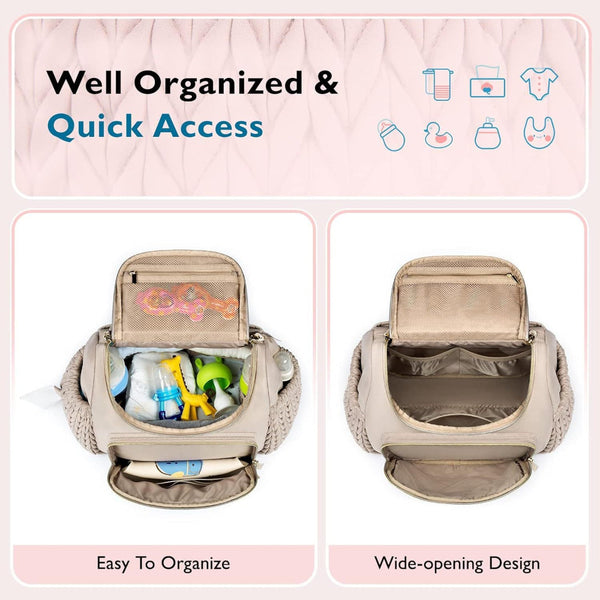 Elosung Beige Travel Backpack With Diaper Changing Mat Small Size Insulated Pocketperfect For Moms On The Go Women Backpacks