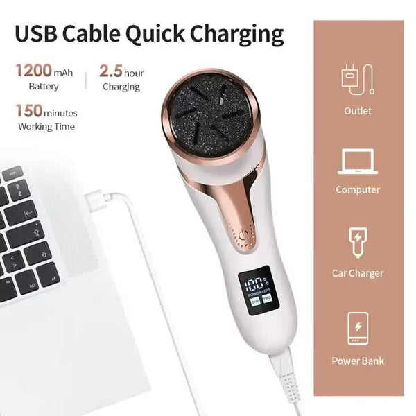 Elosung White Electric Foot Callus Remover Rechargeable Waterproof Pedicure Tool With Automatic Dead Skin Removal Electric Files & Tools