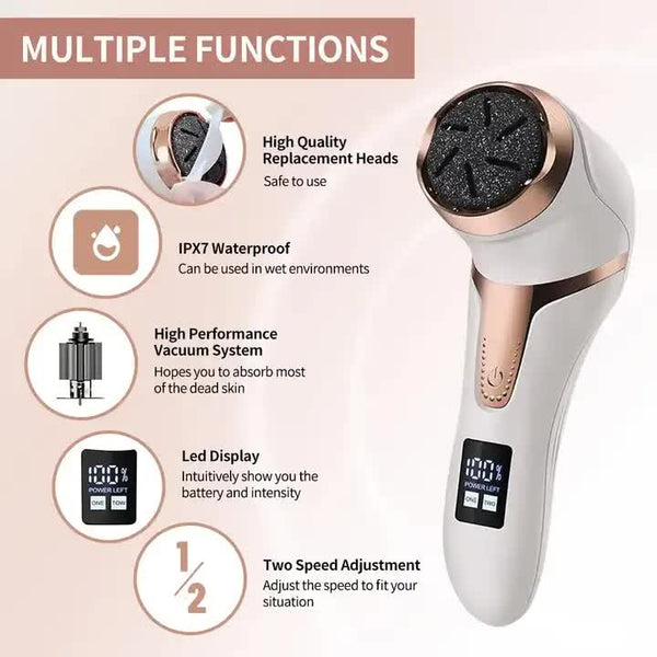 Elosung White Electric Foot Callus Remover Rechargeable Waterproof Pedicure Tool With Automatic Dead Skin Removal Electric Files & Tools
