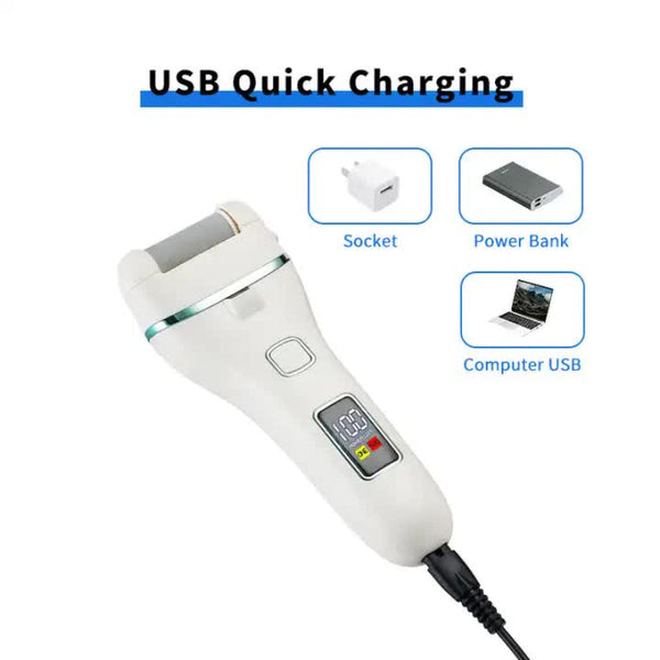 Elosung 017 White Electric Foot Callus Remover Rechargeable Waterproof Pedicure Tool With Automatic Dead Skin Removal Electric Files & Tools