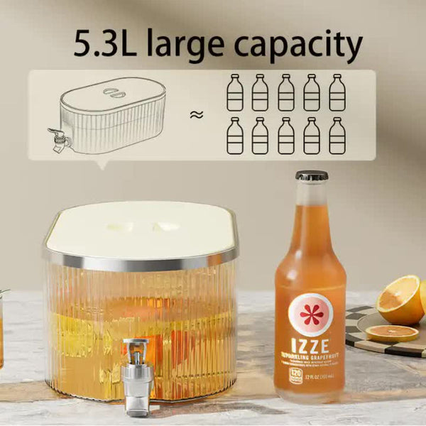 Elosung Cream White Refrigerator Cold Water Dispenser 5.3L Fruit Tea Jug With Tap For Beverages Water Dispensers