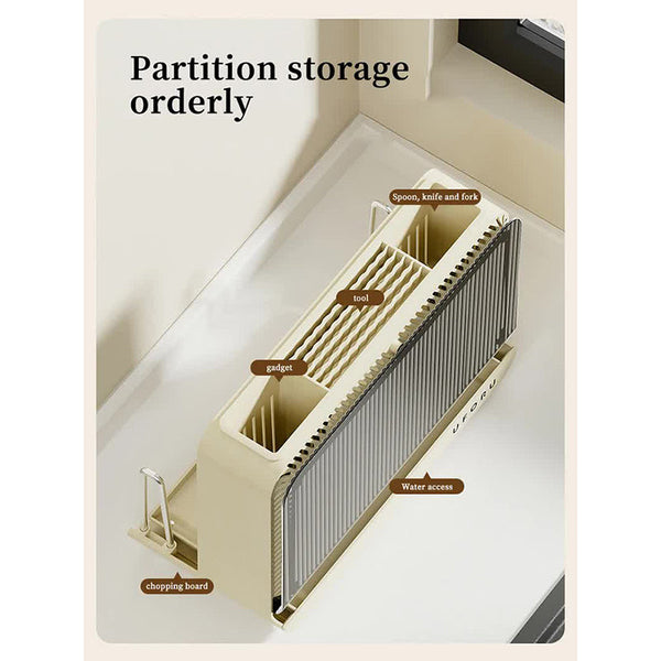 Elosung Cream White Multifunctional Kitchen Knife Holder Integrated Storage Rack For Knives Chopsticks Cutting Boards Racks & Holders