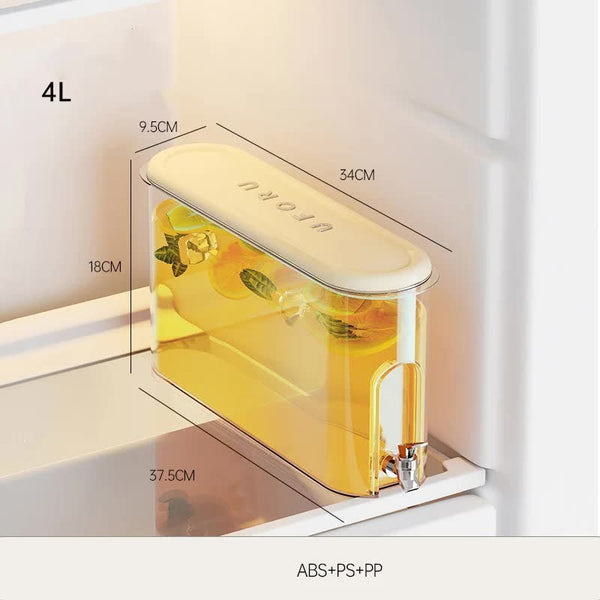 Elosung Cream White Refrigerator Cold Water Jug With Tap 4L Large Capacity Sealed Beverage Dispenser For Juice Water Dispensers