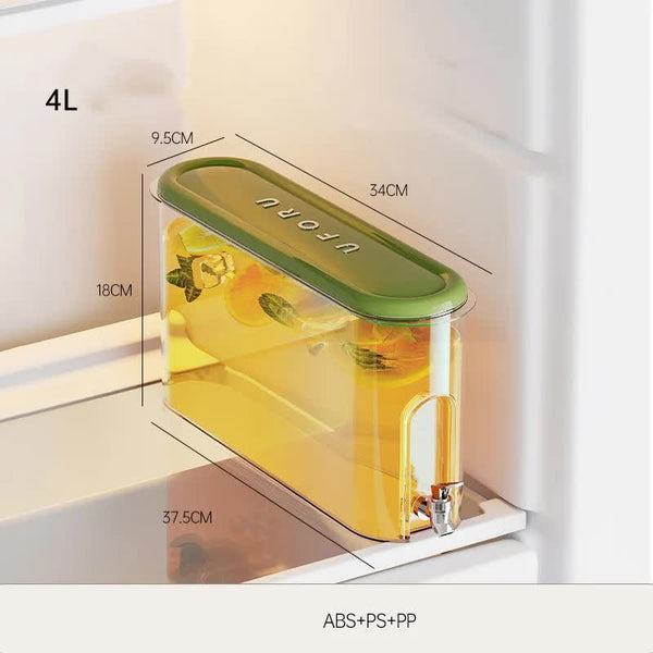 Elosung Green Refrigerator Cold Water Jug With Tap 4L Large Capacity Sealed Beverage Dispenser For Juice And Water Dispensers