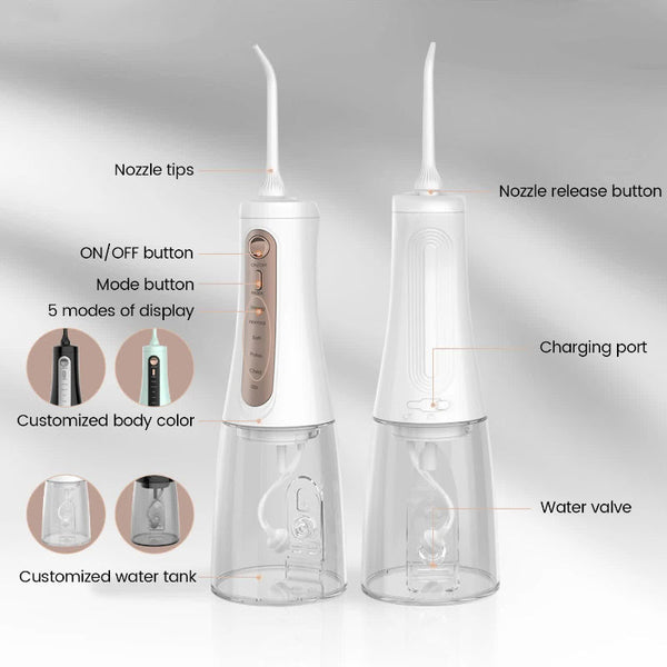 Elosung Black Portable Rechargeable Water Flosser Handheld Oral Irrigator For Teeth & Gums Air & Water Flossers