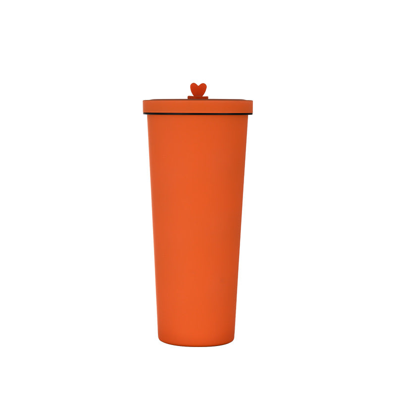 Elosung 750Ml Orange Straw Cup 304 Stainless Steel Reusable Bpa Free Water Bottle With Leak Proof Lid Large Capacity Perfect For Hydration On The Go V