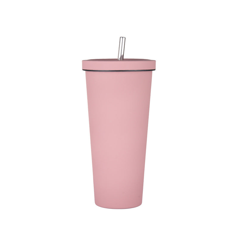 Elosung 750Ml Pink Straw Cup 304 Stainless Steel Reusable Bpa Free Water Bottle With Leak Proof Lid Large Capacity Perfect For Hydration On The Go Vac